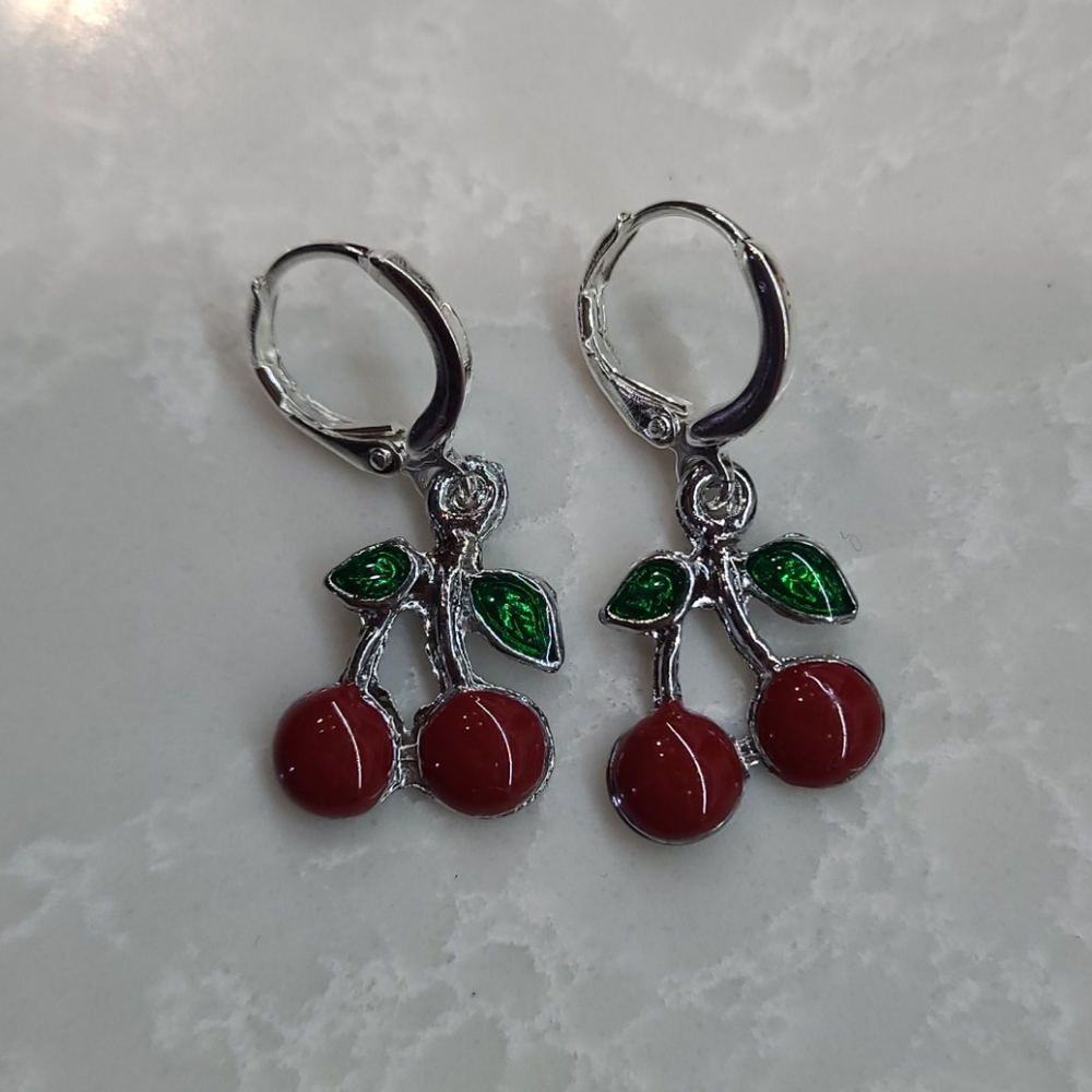 Handmade Silver plated Cherry earrings